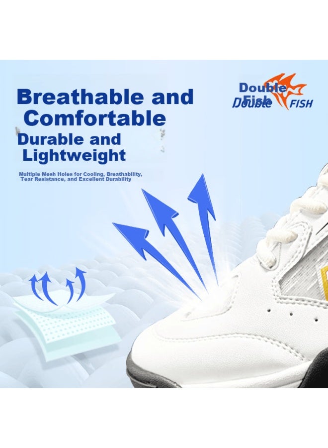 Double Fish Table Tennis Shoes Sharp Durable Professional Non-slip Breathable Wear-resistant Men's And Women's Table Tennis Shoes Size 44 Obsidian Black - Image 1