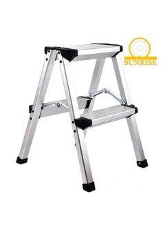 SUNRISE Step Ladder Aluminum Folding Step 2 Steps Stool With Anti Slip Sturdy And Wide Pedal Portable Multi-Use Stepladder For Home And Kitchen Use Space Saving Lightweight Aluminum  - Image 1