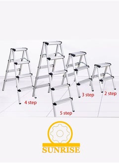 SUNRISE Step Ladder Aluminum Folding Step 2 Steps Stool With Anti Slip Sturdy And Wide Pedal Portable Multi-Use Stepladder For Home And Kitchen Use Space Saving Lightweight Aluminum  - Image 5