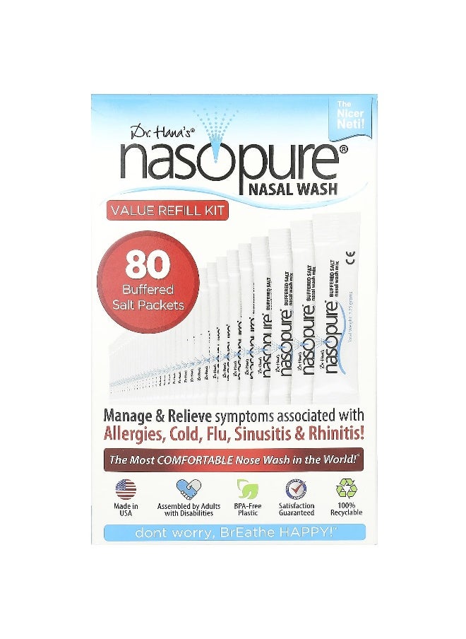 NASOPURE Nasopure, Nasal Wash, Value Refill Kit, 80 Buffered Salt Packets  - Image 1