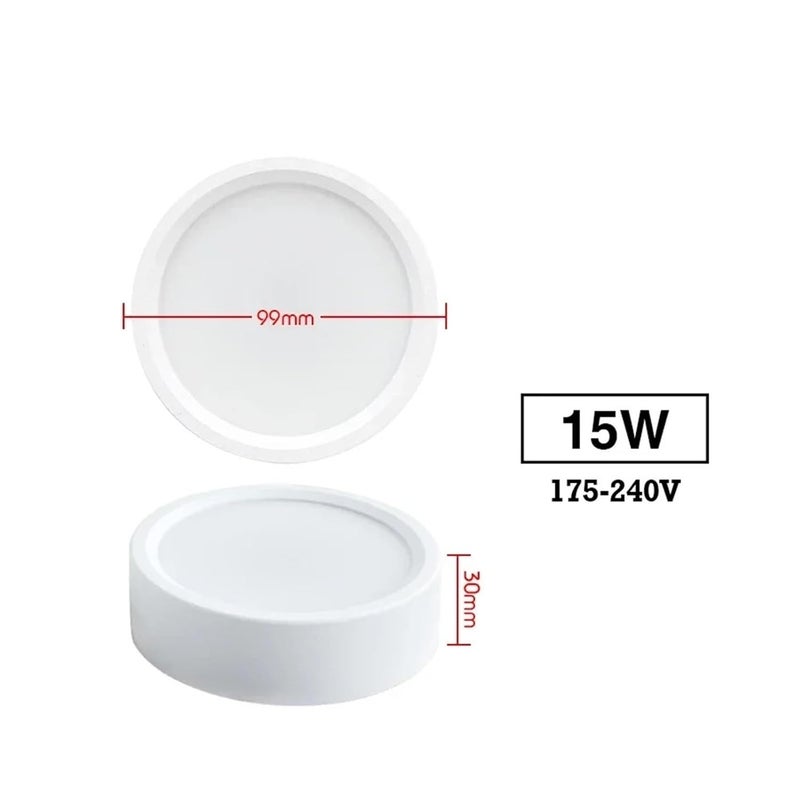LED Downlight 9W 12W 15W 18W Surface Ceiling Lamp AC 220V 230V Round LED Panel Down Lights Spotlight for Living Room Lighting(Warm White,15W White_8PCS) - Image 2