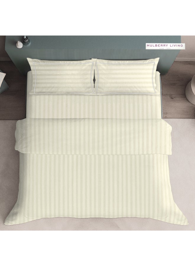 MULBERRY LIVING غطاء لحاف قطن %  بخطوط إليسيان مقاس كاليفورنيا كينج  ×  سم - عاجي - Image 4