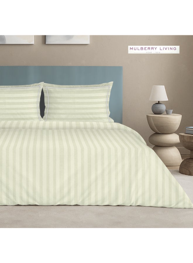 MULBERRY LIVING غطاء لحاف قطن %  بخطوط إليسيان مقاس كاليفورنيا كينج  ×  سم - عاجي - Image 3