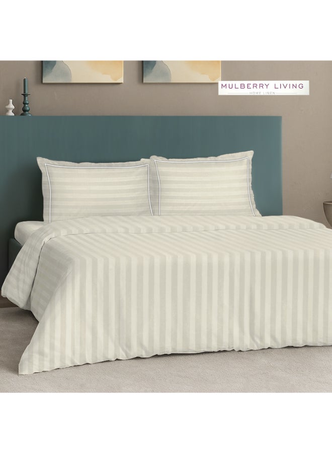 MULBERRY LIVING غطاء لحاف قطن %  بخطوط إليسيان مقاس كاليفورنيا كينج  ×  سم - عاجي - Image 5