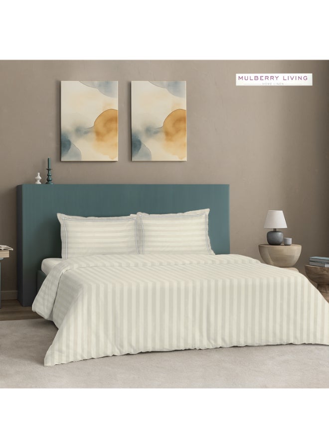 MULBERRY LIVING غطاء لحاف قطن %  بخطوط إليسيان مقاس كاليفورنيا كينج  ×  سم - عاجي - Image 2