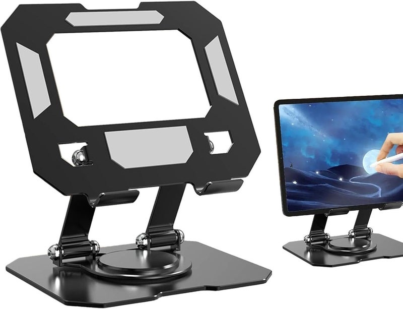 GadgetBite 360° Rotating Aluminium Tablet Stand, Multi-Angle Adjustable Holder, Desk Mount Compatible with iPad Pro/Air/Mini, Samsung Galaxy Tab, Lenovo Pad & More - Silver - Image 1
