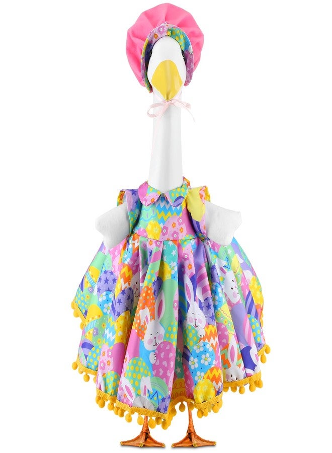 Abbylike 1 Set Easter Bunny Porch Goose Outfit Rabbit Yard Goose Costume Clothes with Carrot Fits Large 23'' H Cement for Easter Day Outdoor Patio Garden Lawn Pathway Spring Statue Decor - Image 1