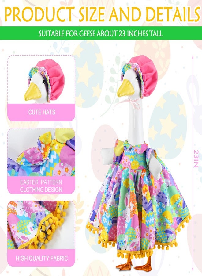 Abbylike 1 Set Easter Bunny Porch Goose Outfit Rabbit Yard Goose Costume Clothes with Carrot Fits Large 23'' H Cement for Easter Day Outdoor Patio Garden Lawn Pathway Spring Statue Decor - Image 3