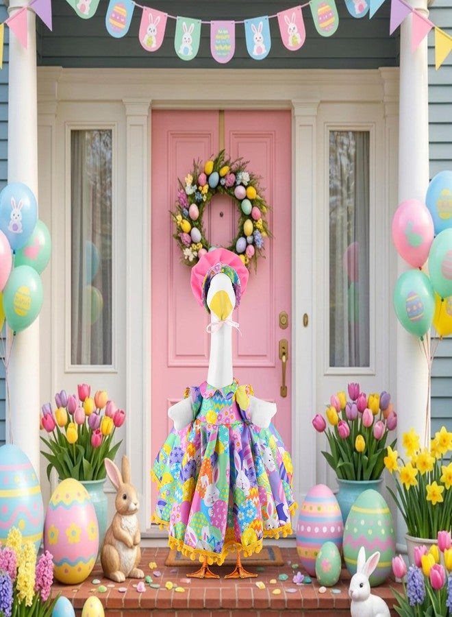 Abbylike 1 Set Easter Bunny Porch Goose Outfit Rabbit Yard Goose Costume Clothes with Carrot Fits Large 23'' H Cement for Easter Day Outdoor Patio Garden Lawn Pathway Spring Statue Decor - Image 2