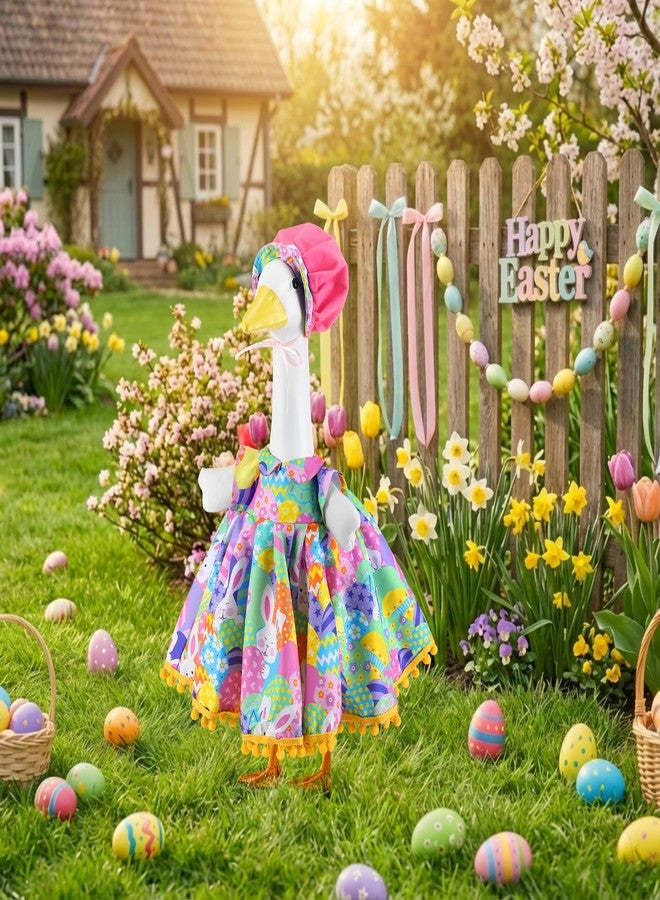 Abbylike 1 Set Easter Bunny Porch Goose Outfit Rabbit Yard Goose Costume Clothes with Carrot Fits Large 23'' H Cement for Easter Day Outdoor Patio Garden Lawn Pathway Spring Statue Decor - Image 4