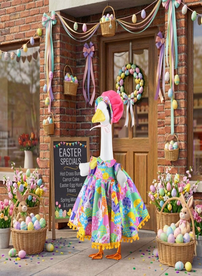 Abbylike 1 Set Easter Bunny Porch Goose Outfit Rabbit Yard Goose Costume Clothes with Carrot Fits Large 23'' H Cement for Easter Day Outdoor Patio Garden Lawn Pathway Spring Statue Decor - Image 5