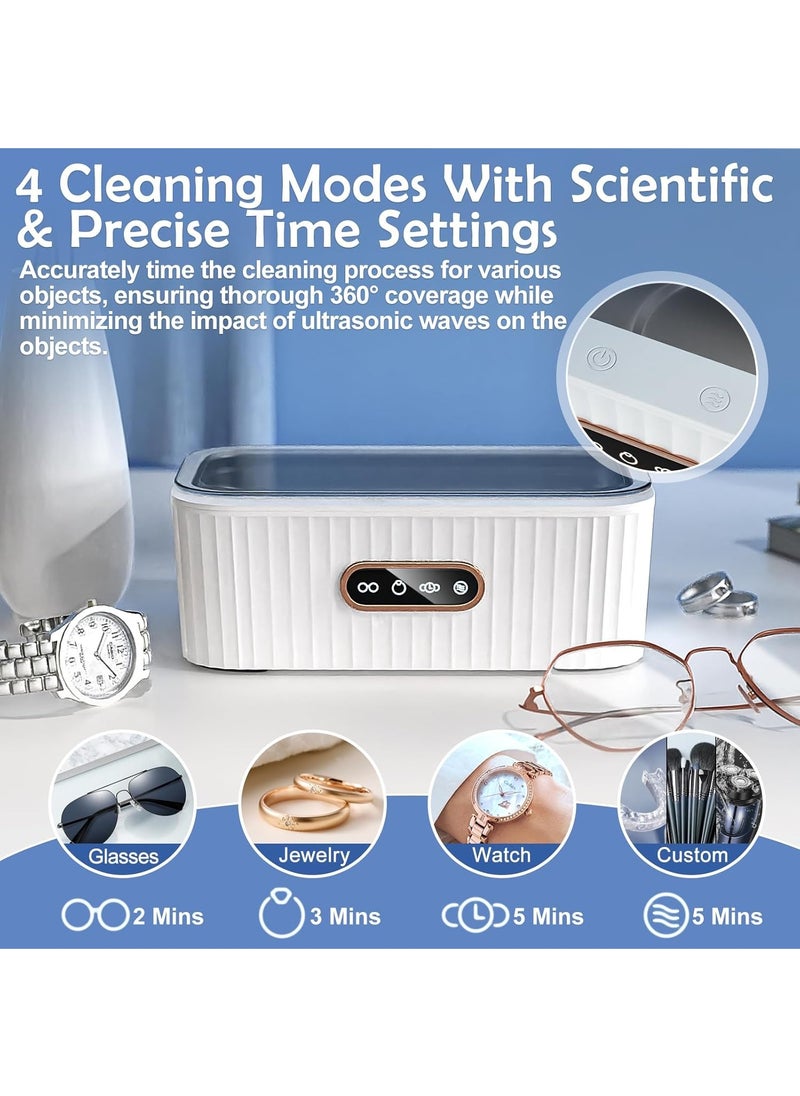 LAESO Jewelry Cleaner,  Portable Ultrasonic Cleaner, Cleaner Ultrasonic Machin for Eyeglass Silver Ring Watches Coins | 4 Auto Timer Models with 400ml Stainless Steel Tank for Retainer  - Image 2