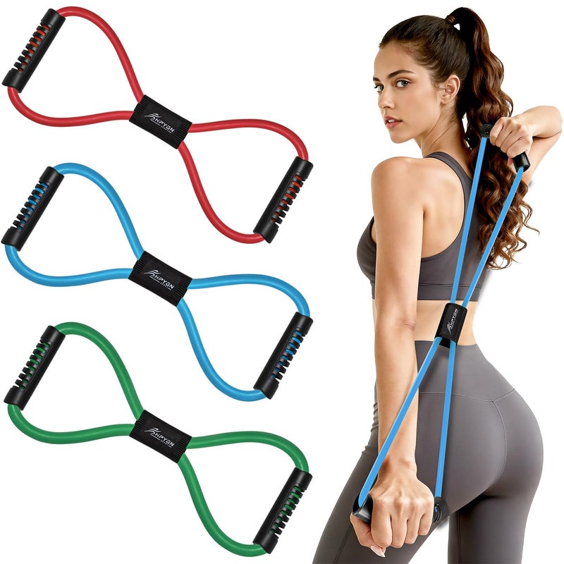 HPYGN Resistance Bands, Figure 8 Exercise Bands for Women Men, 8 Shaped Resistance Bands for Arms, Chest Expander, Yoga Gym Fitness Pulling Rope 8 Word Elastic for Exercise Muscle Training Tubing - Image 1