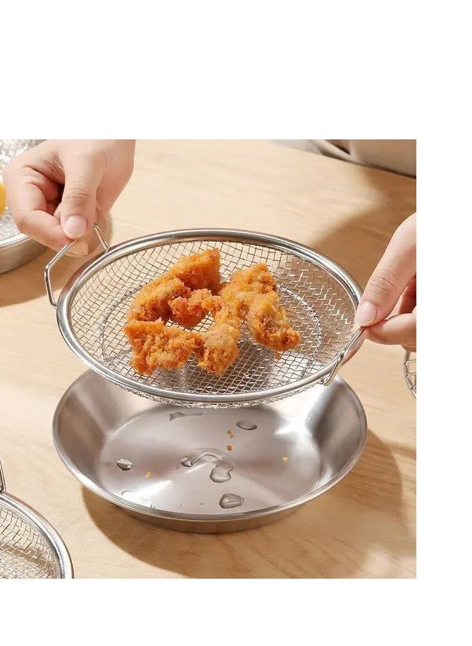 Stainless Steel Round Oil Strainer and Cooking Food Cooling Rack 25cm H