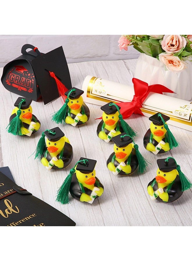 Lewtemi Lewtemi 12 Pcs Green Graduation Diploma Rubber Ducks 2025 Grad Rubber Duck Bulk Cake Topper for Student Bathtub Swimming Pool Theme Party Favors, 2.5 x 2.5 x 2 Inch  - Image 4