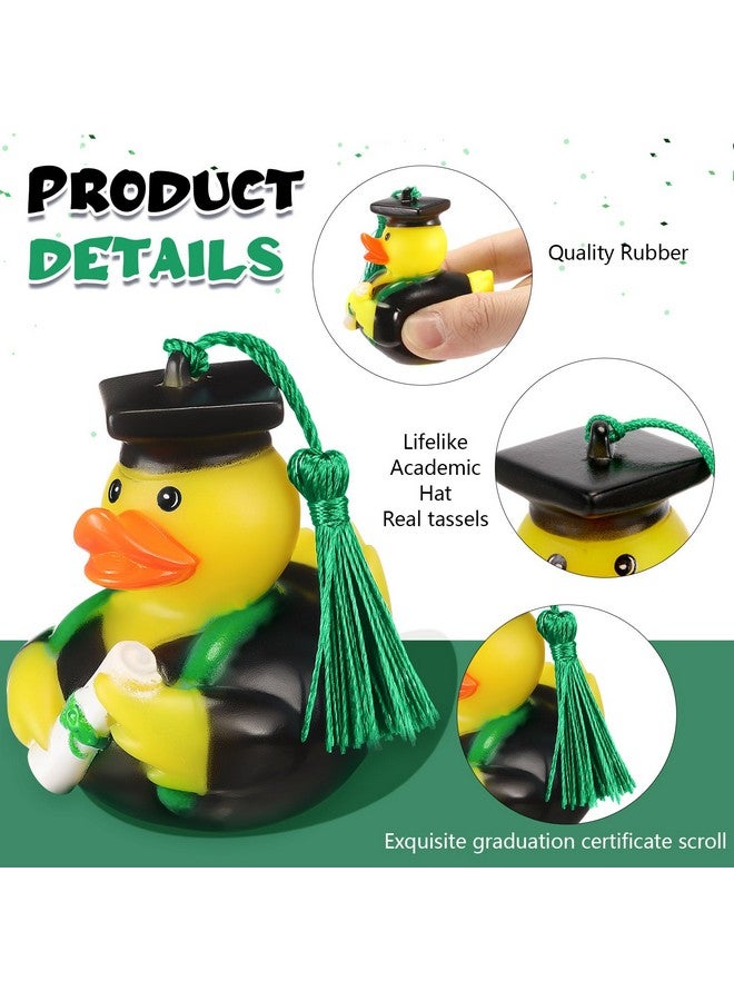 Lewtemi Lewtemi 12 Pcs Green Graduation Diploma Rubber Ducks 2025 Grad Rubber Duck Bulk Cake Topper for Student Bathtub Swimming Pool Theme Party Favors, 2.5 x 2.5 x 2 Inch  - Image 3