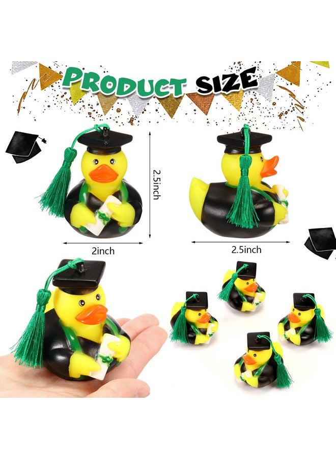 Lewtemi Lewtemi 12 Pcs Green Graduation Diploma Rubber Ducks 2025 Grad Rubber Duck Bulk Cake Topper for Student Bathtub Swimming Pool Theme Party Favors, 2.5 x 2.5 x 2 Inch  - Image 2