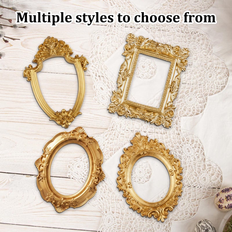 CZFSWT 4Pcs Vintage Mini Frames, Gold Mini Frames, Minis Frame for Gallery Wall Suitable for Gallery Walls, Jewelry Displays, Wedding Decorations, Photography Props - Image 5