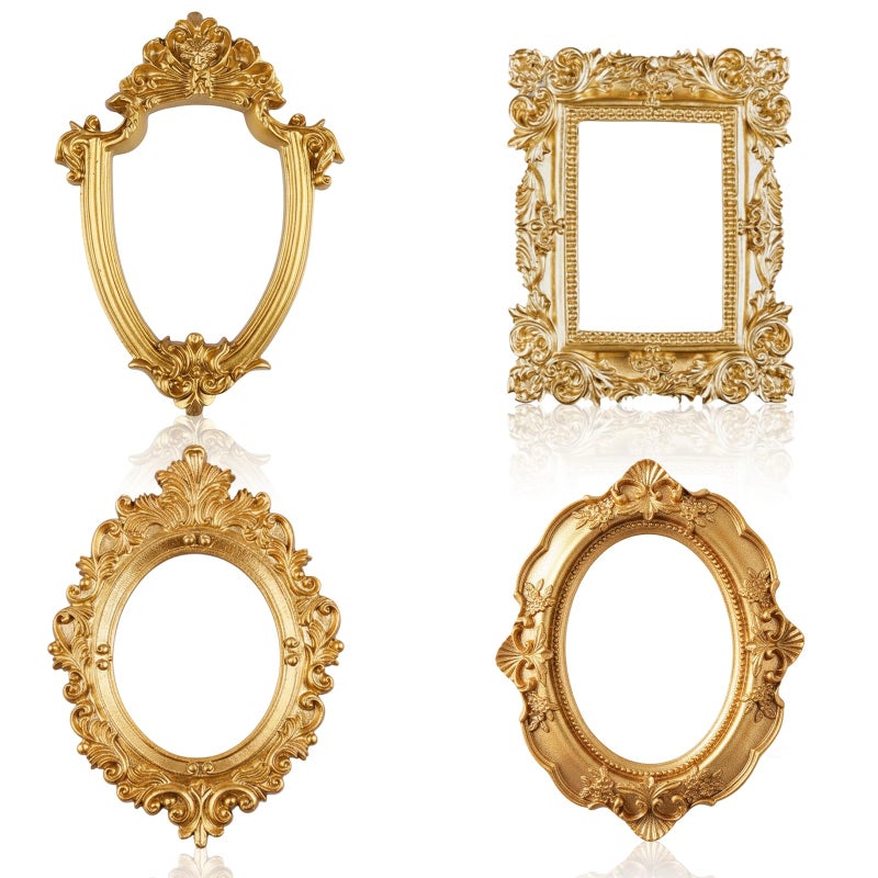 CZFSWT 4Pcs Vintage Mini Frames, Gold Mini Frames, Minis Frame for Gallery Wall Suitable for Gallery Walls, Jewelry Displays, Wedding Decorations, Photography Props - Image 1