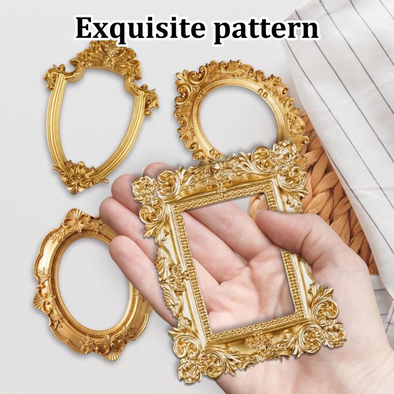 CZFSWT 4Pcs Vintage Mini Frames, Gold Mini Frames, Minis Frame for Gallery Wall Suitable for Gallery Walls, Jewelry Displays, Wedding Decorations, Photography Props - Image 3