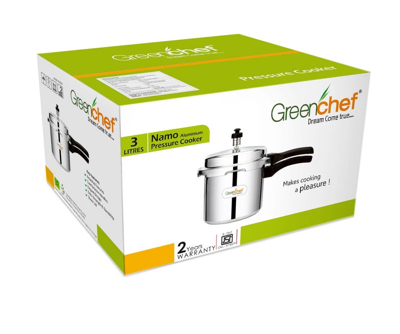 Greenchef Namo Aluminium Outer Lid Pressure Cooker 3 Litres Silver - Image 4
