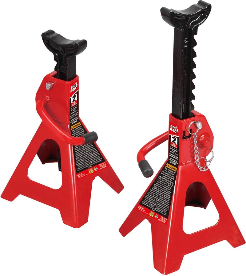 BIG RED T42002A Torin Steel Jack Stands: Double Locking, 2 Ton (4,000 lb) Capacity, Red, 1 Pair - Image 1