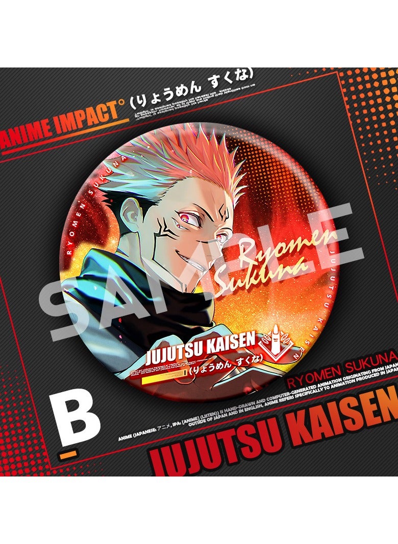 Anime Jujutsu Kaisen Ryomen Sukuna Round Pin Cosplay Badge Accessories For Clothes Backpack Decoration Gift - Image 1