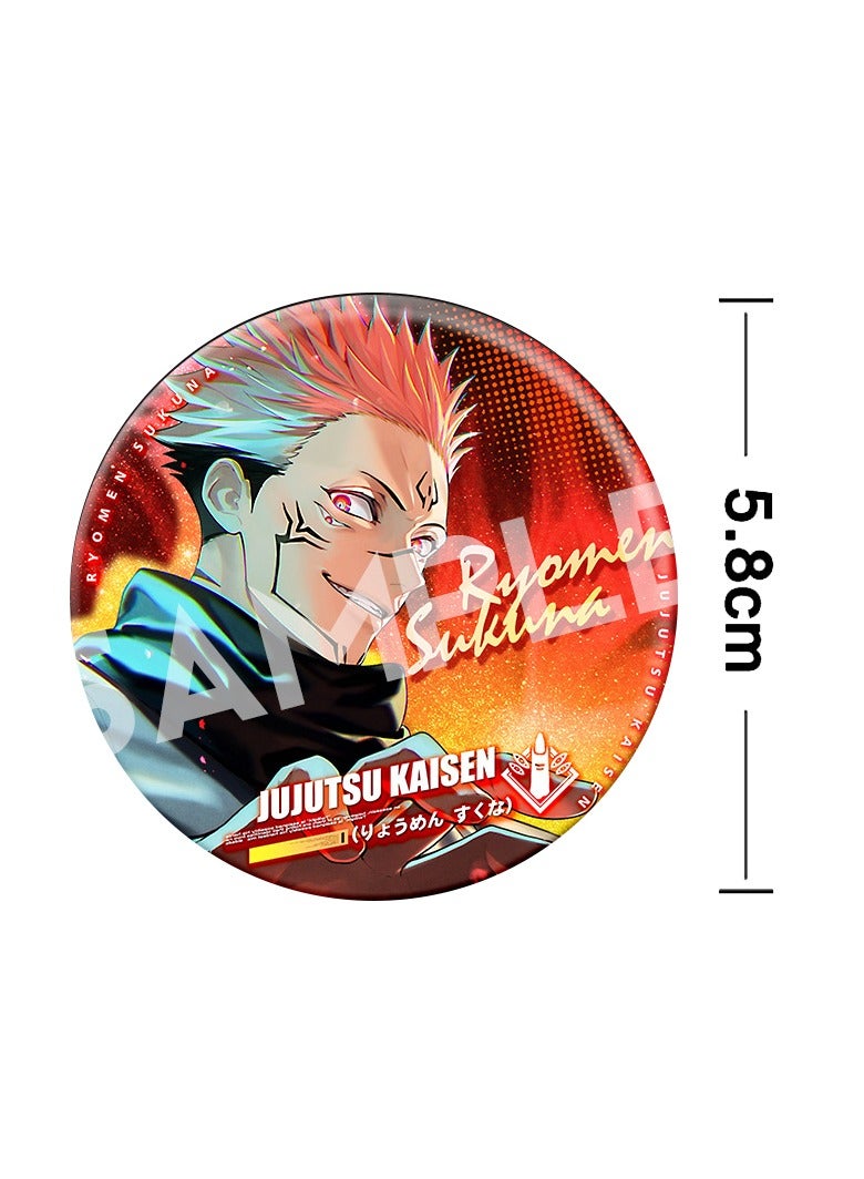 Anime Jujutsu Kaisen Ryomen Sukuna Round Pin Cosplay Badge Accessories For Clothes Backpack Decoration Gift - Image 2
