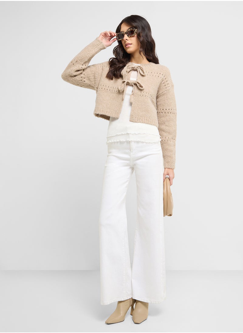 VERO MODA Open Work Tie Detail Cardigan  - Image 4