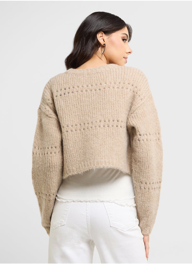 VERO MODA Open Work Tie Detail Cardigan  - Image 2