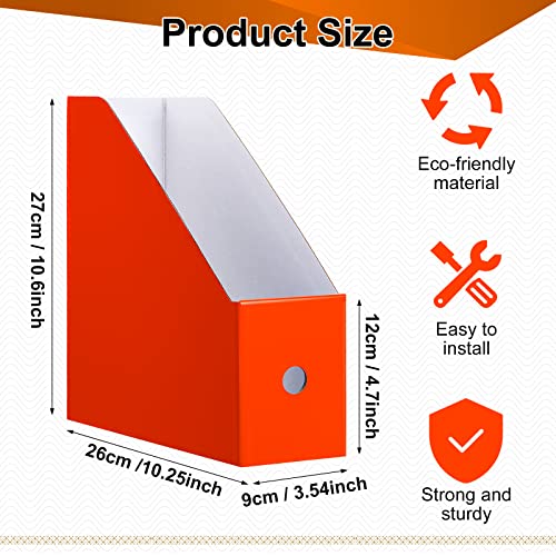 Thenshop 24 Pcs Cardboard Magazine File Holder Organizer Desk File Organizer Box Foldable Book Bin Papers Storage Folder with Label for School Classroom Office SuppliesClassicColorful - Image 3