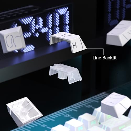 dagaladoo Double Shot PBT keycaps for Mechanical Keyboard,Black/White Topographic Key Board keycaps,Shine Through Custom Key caps,Cherry Profile Key caps for US Layout 60% 75% 100% Keyboard - Image 5