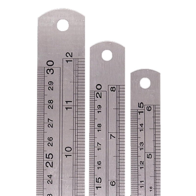 Oonkaf Stainless Steel Ruler Metal Ruler with Conversion Table, 12 Inch(30cm) + 8 Inch(20cm) + 6 Inch(15cm),Perfect Straight Edge for Easy Measurements (Heavy Duty 100% Stainless Steel) - Image 1
