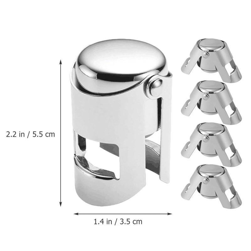 Stainless Steel Wine Bottle Stoppers Set of 5 Silver Kitchen Bar Beverage Sealing Plugs - Image 3