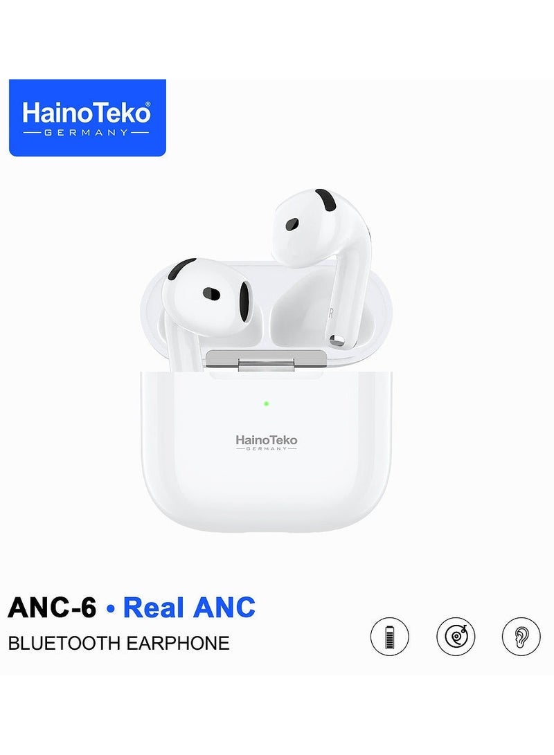 Haino Teko Haino Teko ANC-6 Bluetooth Earphones with Hi-Res Wireless Audio – Active Noise Cancellation, Smart Touch Controls – Long Battery Life, Comfortable Fit – Compatible with Android Smartphones, Tablets, Laptops – Lightweight & Travel-Ready - Image 1