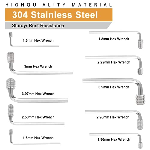 VIGRUE 1105PCS 25 Sizes Metric & SAE Set Screw Assortment Kit Internal Hex Drive Allen Grub Screws Set Cup-Point 304 Stainless Steel, M3 to M8 and 1/8-40 to 5/16-18 - Image 3