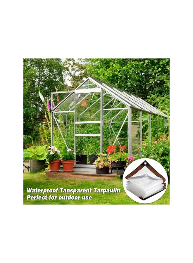The Bros Clear Heavy Duty Tarpaulin, Waterproof Tarpaulin Transparent Tarpaulin with Eyelets with Elastic Band, PE Transparent Tarp for Patio, Gazebo, Terraces, Wind Protection (2x6M)  - Image 3