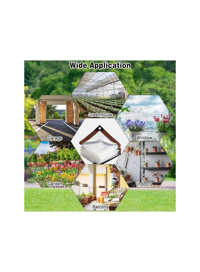 The Bros Clear Heavy Duty Tarpaulin, Waterproof Tarpaulin Transparent Tarpaulin with Eyelets with Elastic Band, PE Transparent Tarp for Patio, Gazebo, Terraces, Wind Protection (2x6M)  - Image 2