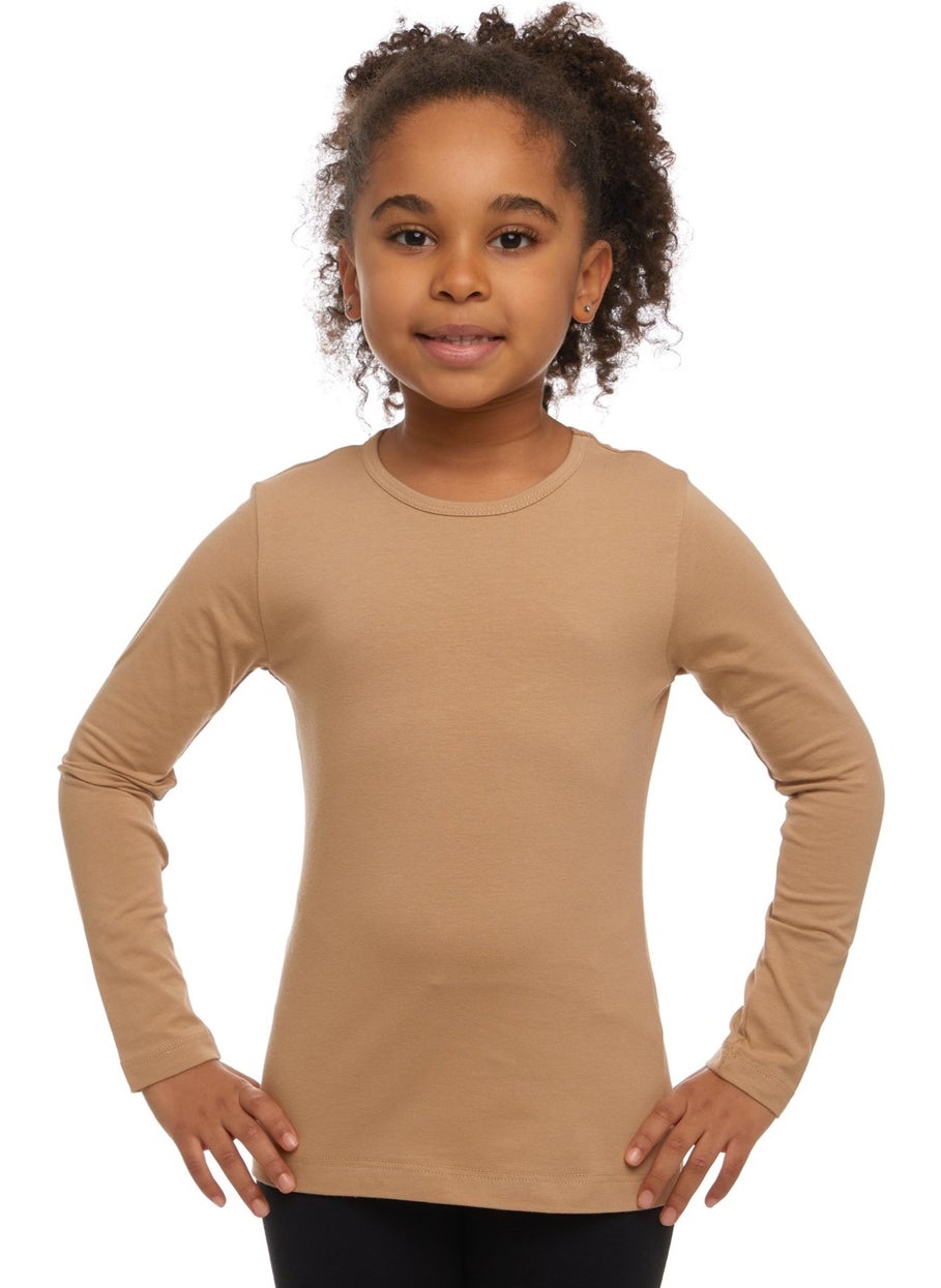 Lovetti Milky Coffee Basic Seasonal Lycra Long Sleeve Girls T-Shirt  - Image 2