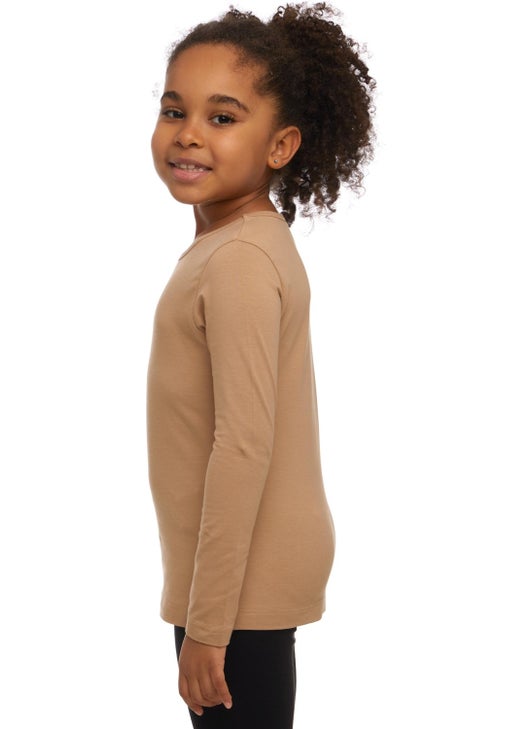Lovetti Milky Coffee Basic Seasonal Lycra Long Sleeve Girls T-Shirt  - Image 3