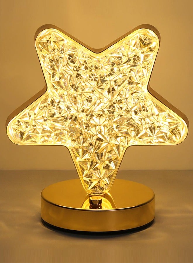 ضوء المنصة النجمة، 3 ألوان من دون مستويات ضوء اللمس، مع واجهة USB لشحن مصابيح الليل، الكريستال نجمة ضوء مصابيح السرير مناسبة للطاولة السرير مكتب غرفة المعيشة غرفة المعيشة الديكور المنزلية - Image 1