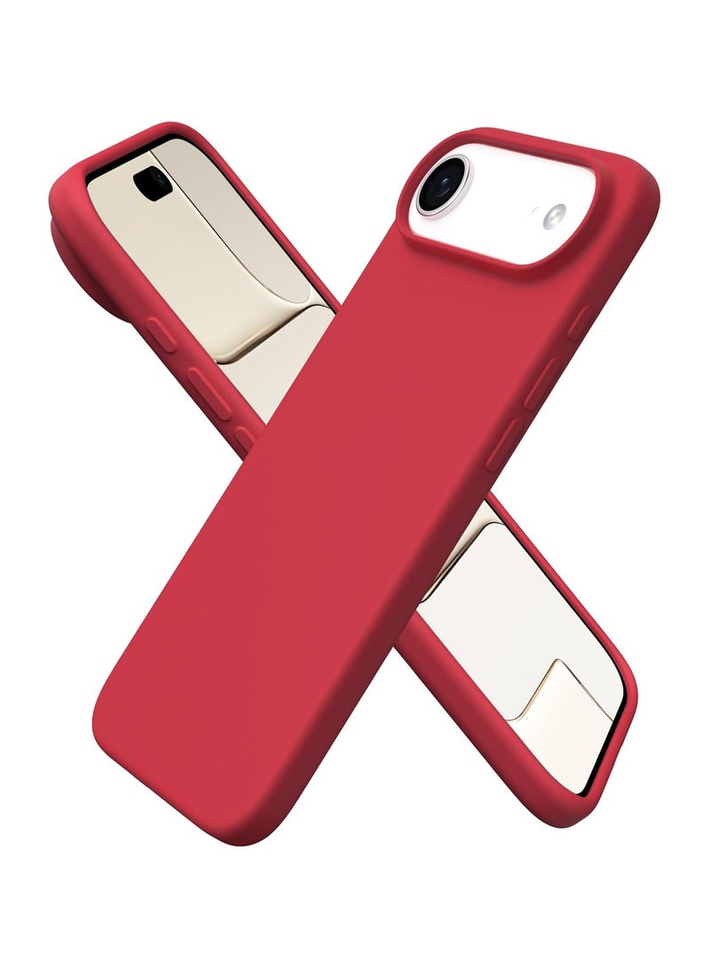 أكاليكس جراب سيليكون متوافق مع iPhone 17 Air، جراب هاتف سيليكون سائل رفيع مع مصد مطاطي ناعم مقاوم للصدمات مكون من 3 طبقات مع بطانة من مادة TPU (أحمر) - Image 1