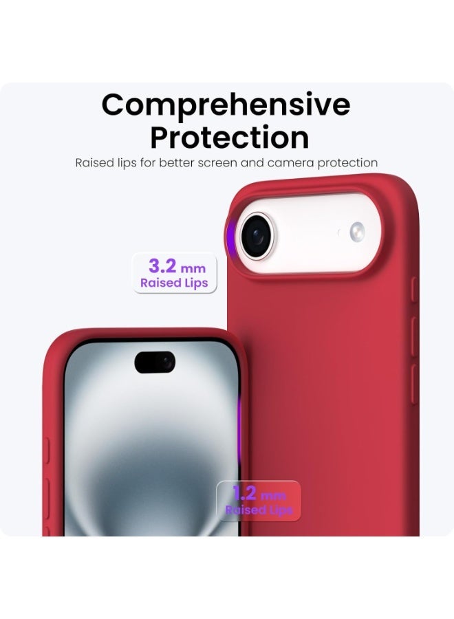 أكاليكس جراب سيليكون متوافق مع iPhone 17 Air، جراب هاتف سيليكون سائل رفيع مع مصد مطاطي ناعم مقاوم للصدمات مكون من 3 طبقات مع بطانة من مادة TPU (أحمر) - Image 5