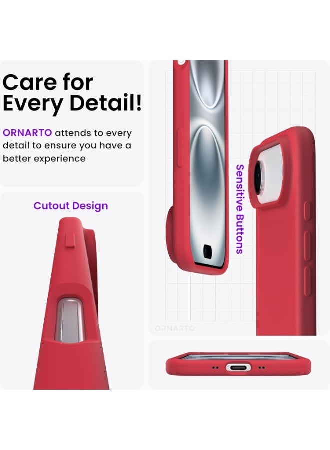 أكاليكس جراب سيليكون متوافق مع iPhone 17 Air، جراب هاتف سيليكون سائل رفيع مع مصد مطاطي ناعم مقاوم للصدمات مكون من 3 طبقات مع بطانة من مادة TPU (أحمر) - Image 4