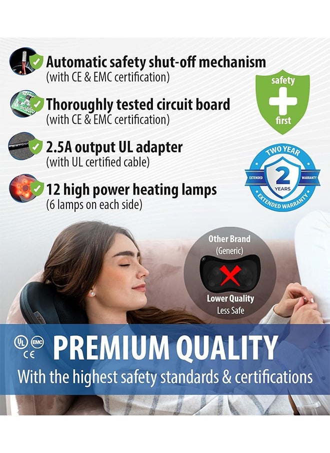 Arabest Shiatsu Back and Neck Massager, 3D Kneading Deep Tissue Massage Pillow with Heat for Muscle Pain Relief, Chairs and Cars, Black  - Image 2