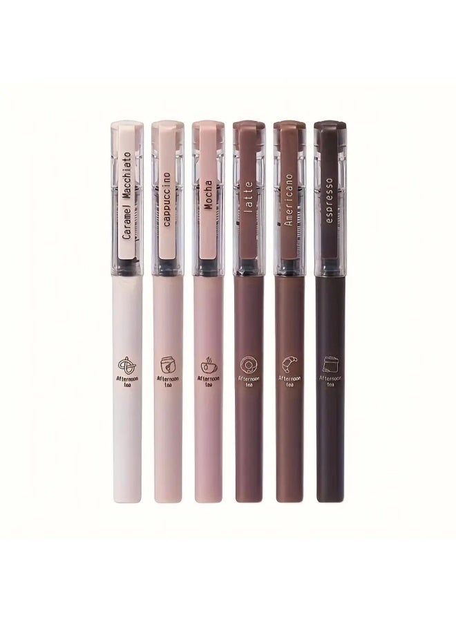GORVIQUE Gel Pen Set – 6-Pack Aesthetic Brown Ink Pens with Smooth Writing, Quick-Dry Ink & Soft Grip | Café Style Pens Jedoubal Style Pen BLACK Coffee-Themed - Image 1