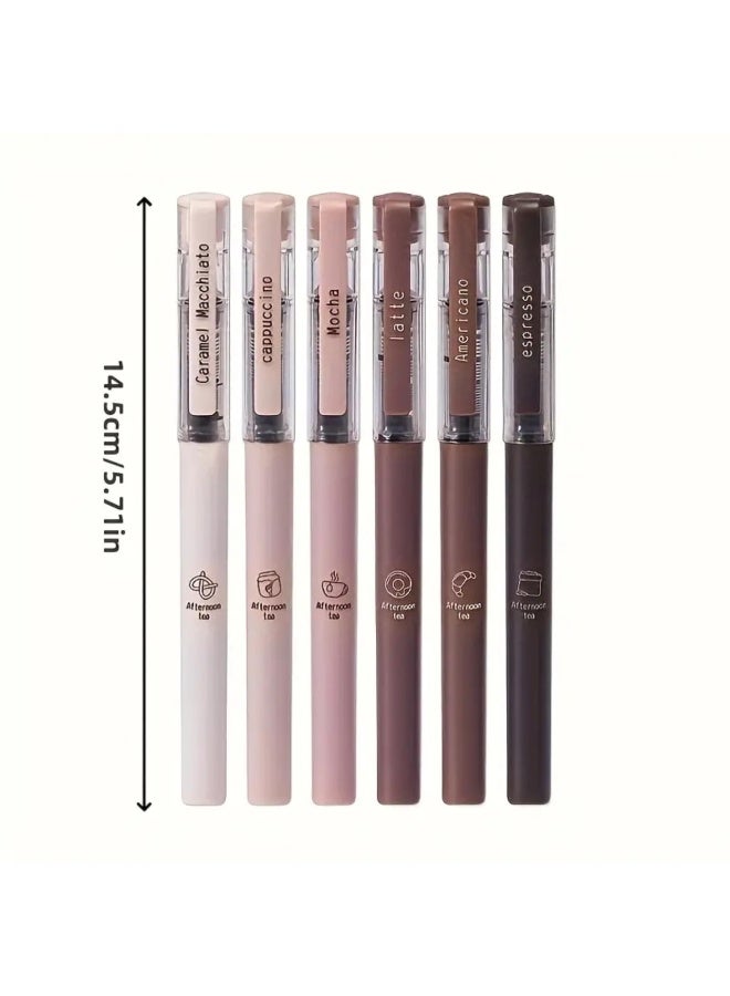 GORVIQUE Gel Pen Set – 6-Pack Aesthetic Brown Ink Pens with Smooth Writing, Quick-Dry Ink & Soft Grip | Café Style Pens Jedoubal Style Pen BLACK Coffee-Themed - Image 3