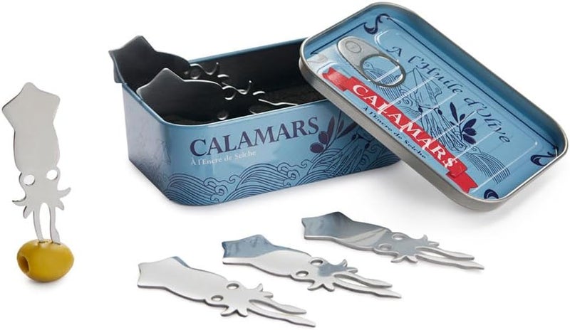 Balvi Fork Appetizer Conserverie Calamars Retro Design Canned Squid Can/INOX - Image 1