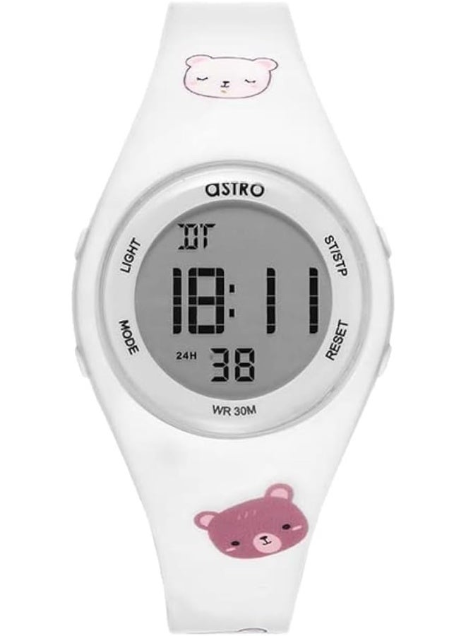 أسترو ساعة أسترو للأطفال، شاشة رقمية وسوار بولي يوريثان، أبيض - Image 1