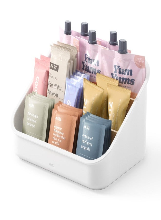 Umbra Bellwood Packet Organizer, Divided Tray for Pantry Ingredients and Other Small Items, Made of Durable Plastic and Wood, Natural/White - Image 1